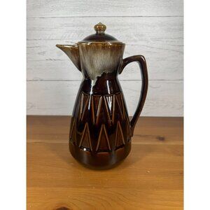 Vintage Coffee / Tea Pot | Art Pottery Drip Glaze Brown Multicolour 70s Triangle